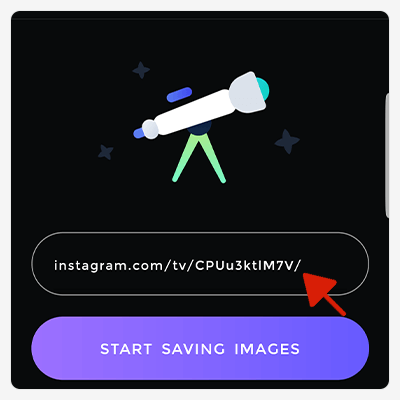 paste image video url from Instagram app to  AnySaver